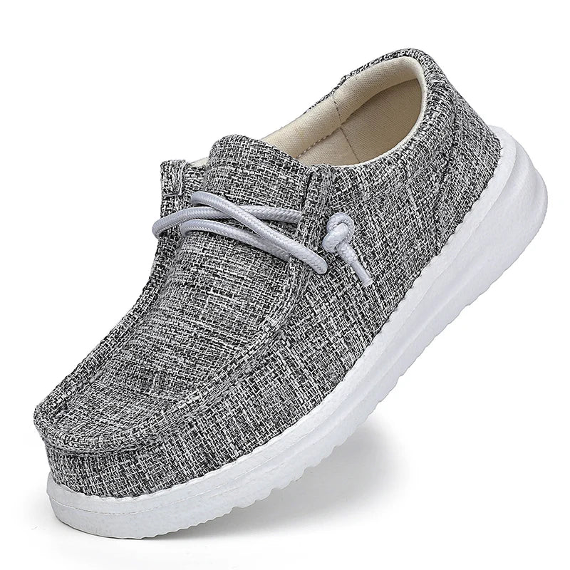 Children Loafers Shoes Boys Flat Sneakers Kids Casual Shoes Toddler Outdoor Lace-up Breathable Shoes Soft Bottom Solid Color