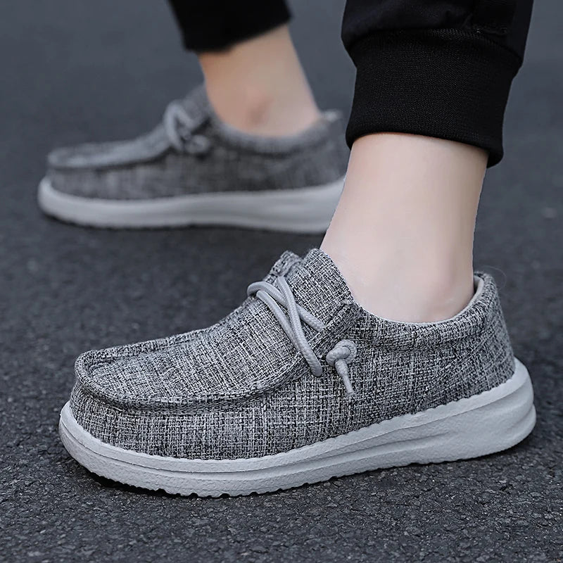 Children Loafers Shoes Boys Flat Sneakers Kids Casual Shoes Toddler Outdoor Lace-up Breathable Shoes Soft Bottom Solid Color